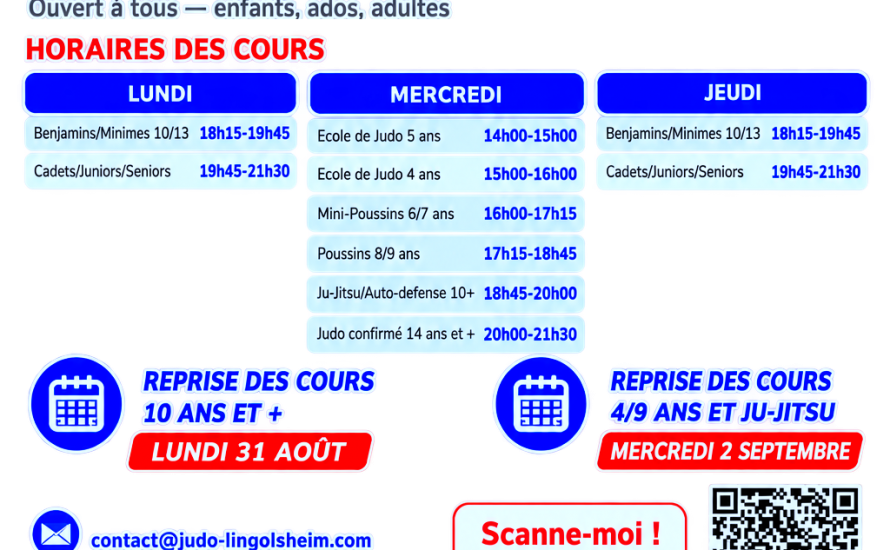 Reprise des cours 2026/2027